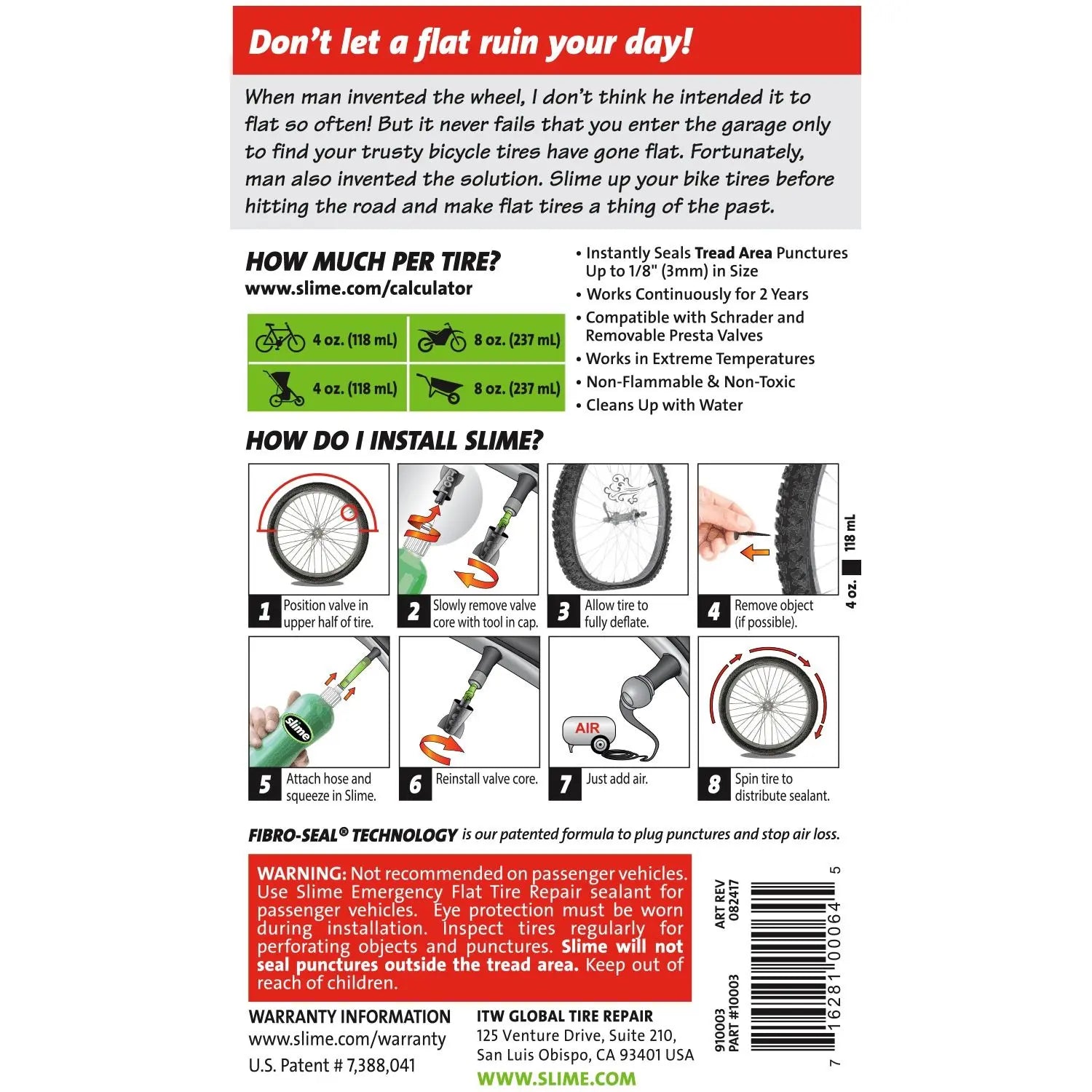 Slime Bike Tube Puncture Repair Sealant Slime