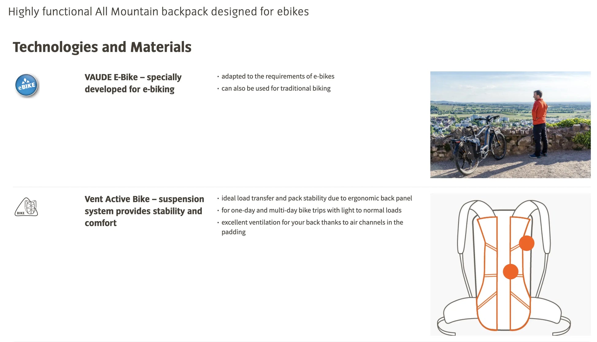Vaude EBRACKET 28 Litre  E-bike backpack Vaude