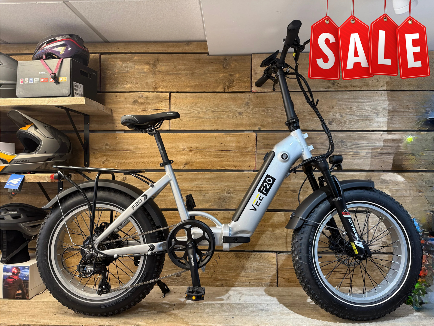 VEE F20 Fat Tyre Folding Ebike - Ivory- Silver