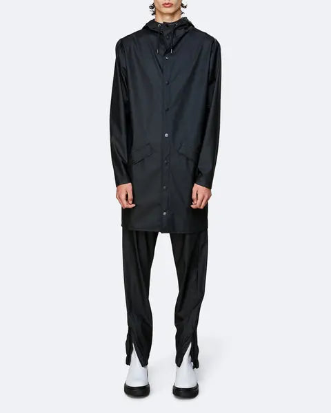 Rains Long Jacket Raincoat - Black Unisex Rains