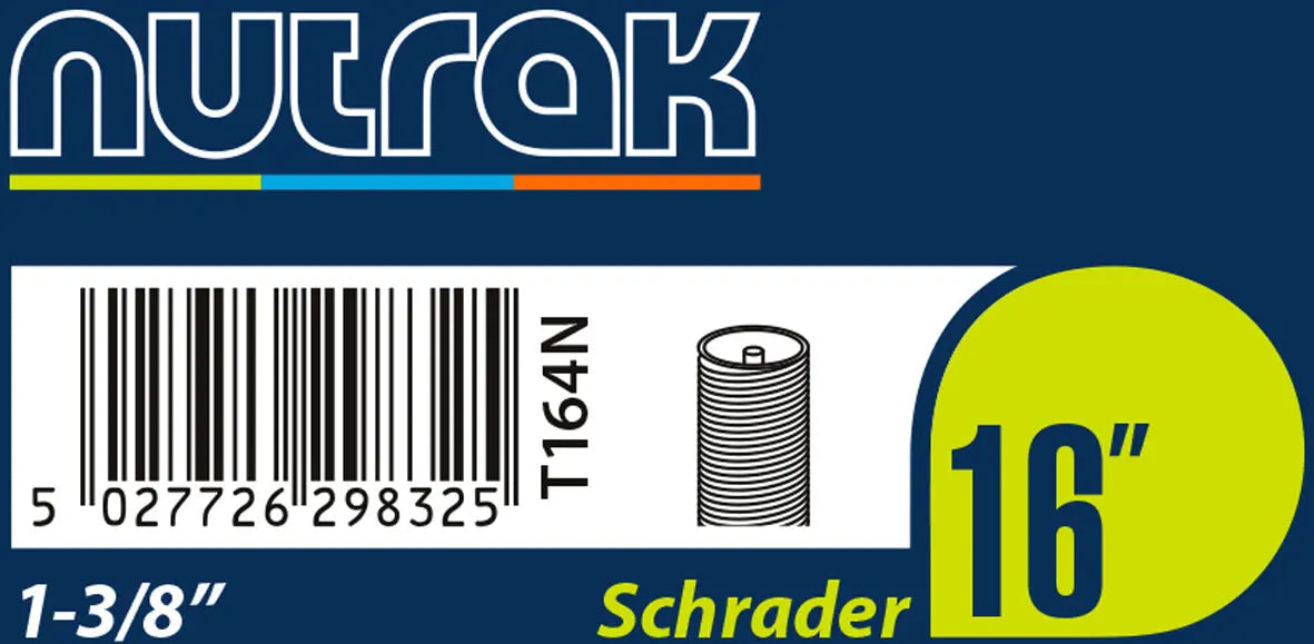 16 x 1 3/8th inch Schrader inner tube Nutrak