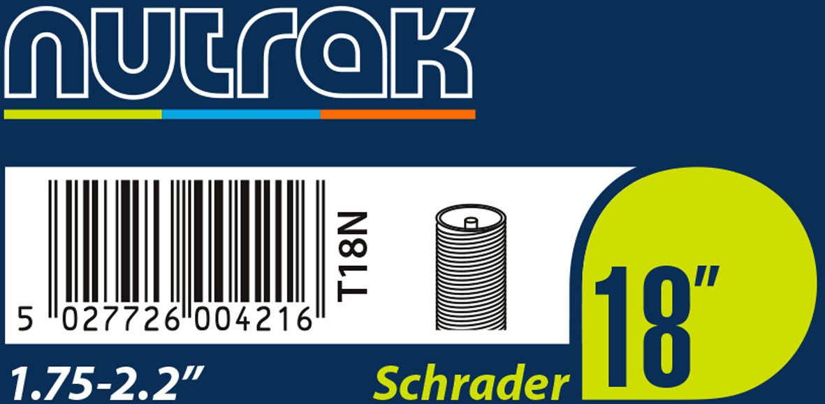 Nutrak 18 x 1.75 - 2.125 inch Schrader inner tube