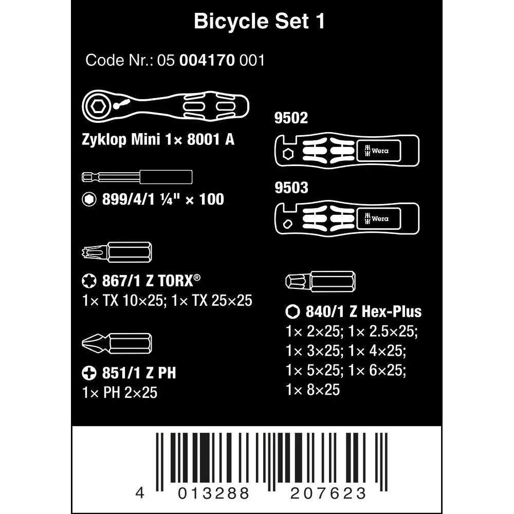 Wera Tools Bicycle Set 1 Zyklop Ratchet Screwdriver Set 14pcs Wera Tools