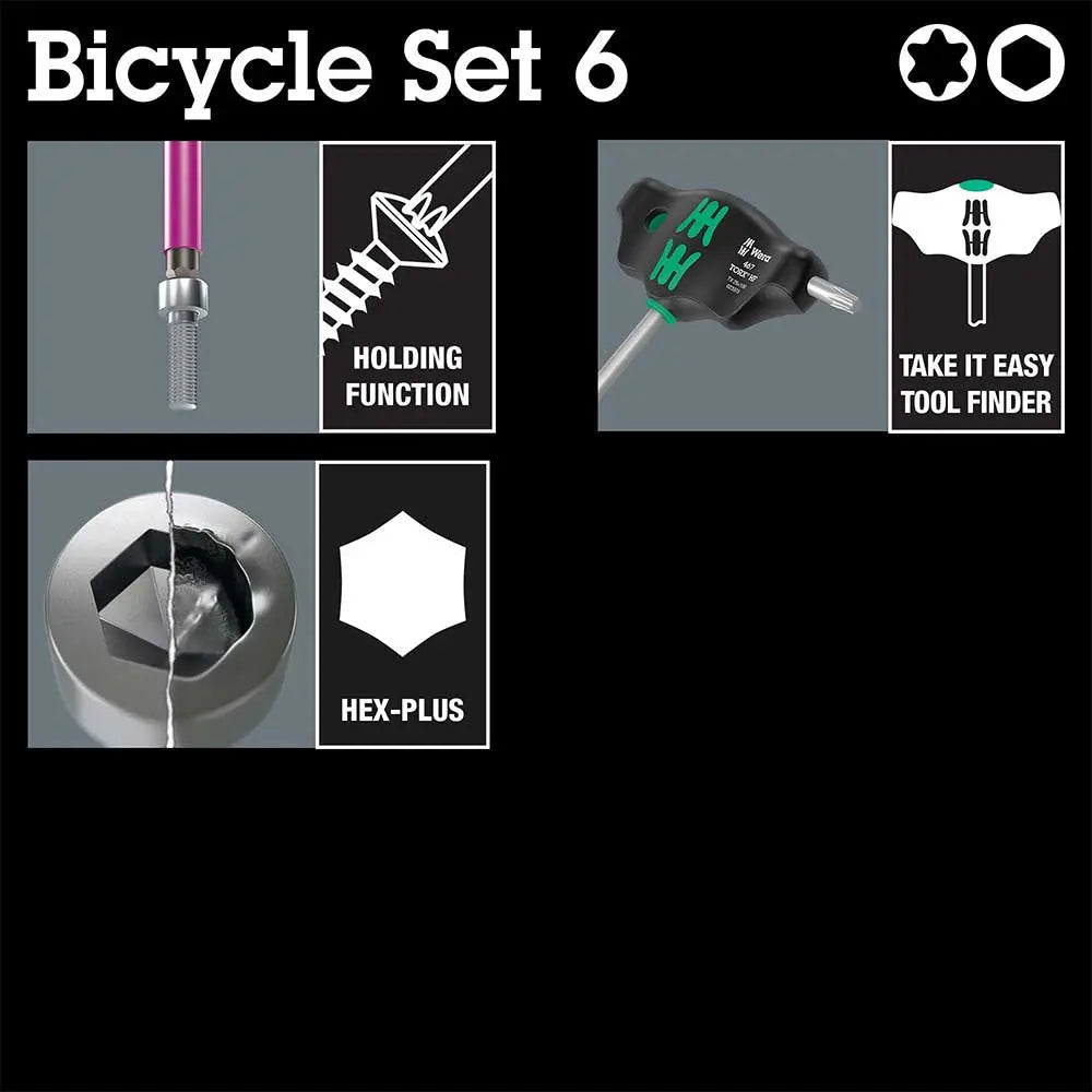 Wera Tools Bicycle Set 6 T-Handle Hex & Torx Key Set 10pcs Wera Tools