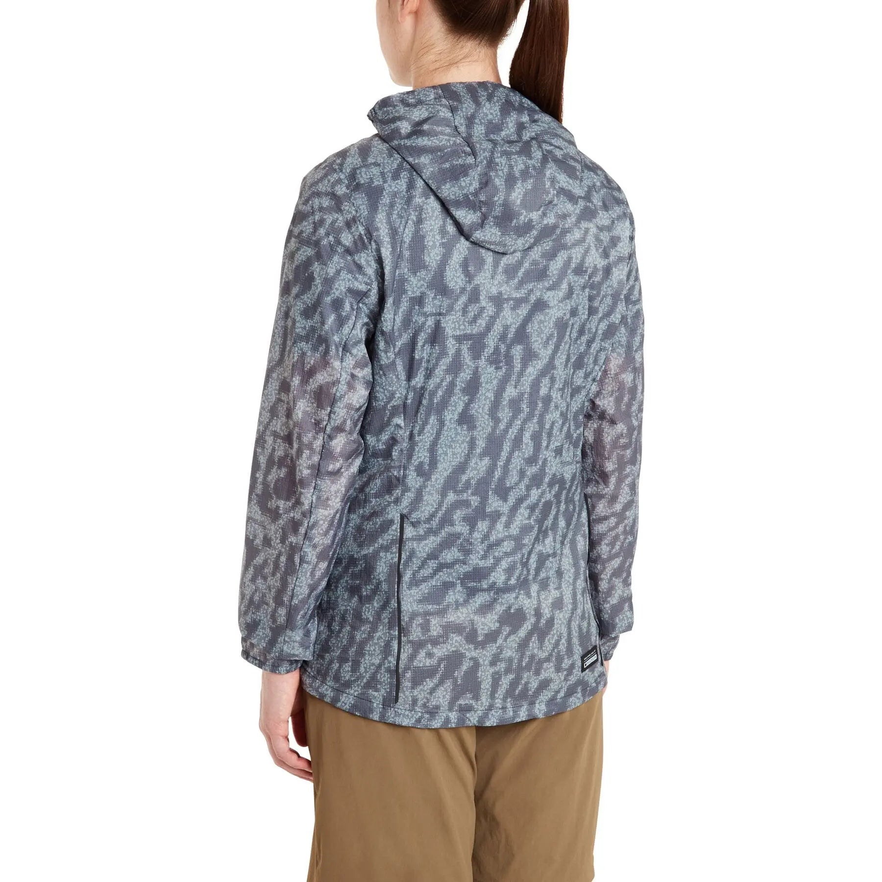 Madison Roam women's lightweight packable jacket - camo navy haze back