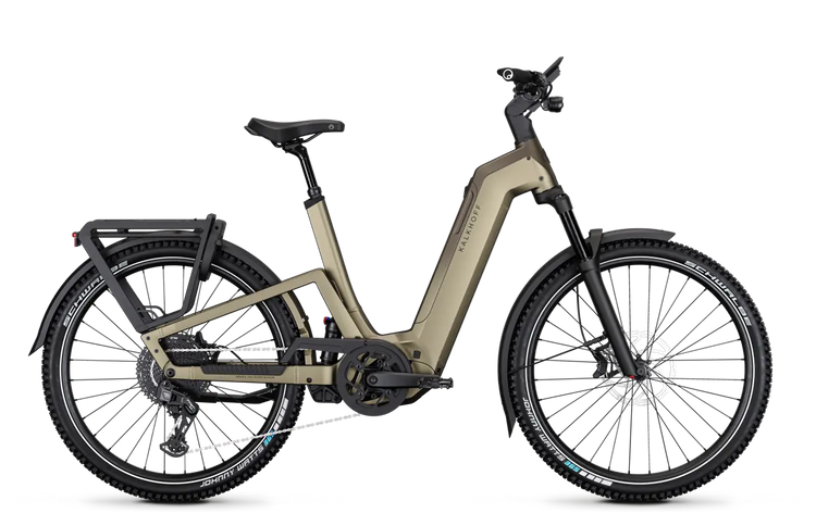 Kalkhoff Entice 7+ Advance full-suspension low-step electric bike in Meadow Green Matt – side view