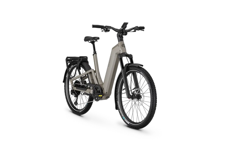 Kalkhoff Entice 7+ Advance Moonstone Grey low-step – front three-quarter view