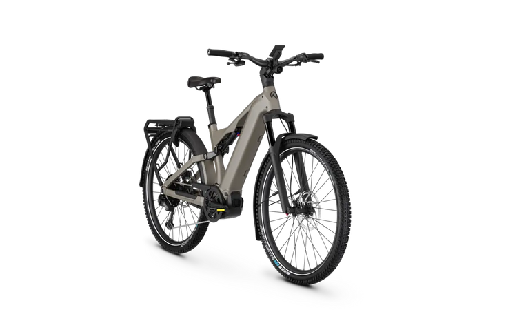 Kalkhoff Entice 7+ Advance Moonstone Grey crossbar – front three-quarter view