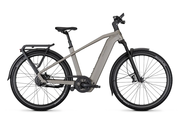 Kalkhoff Entice 5+ Advance Belt crossbar electric bike in Moonstone Grey Matt – side view