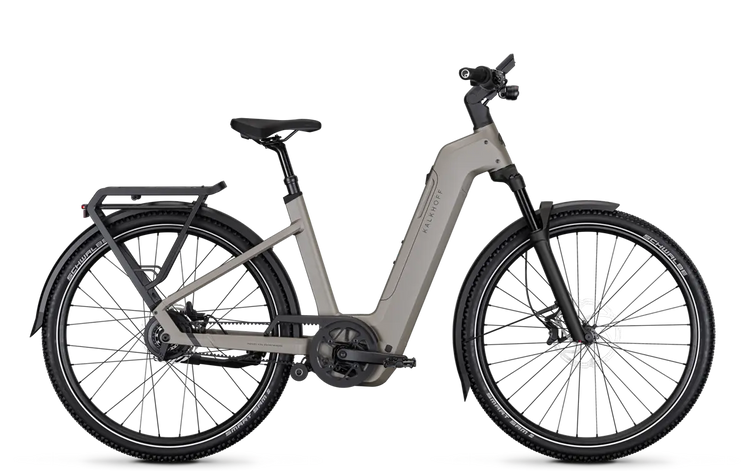 Kalkhoff Entice 5+ Advance Belt low-step electric bike in Moonstone Grey Matt – side view