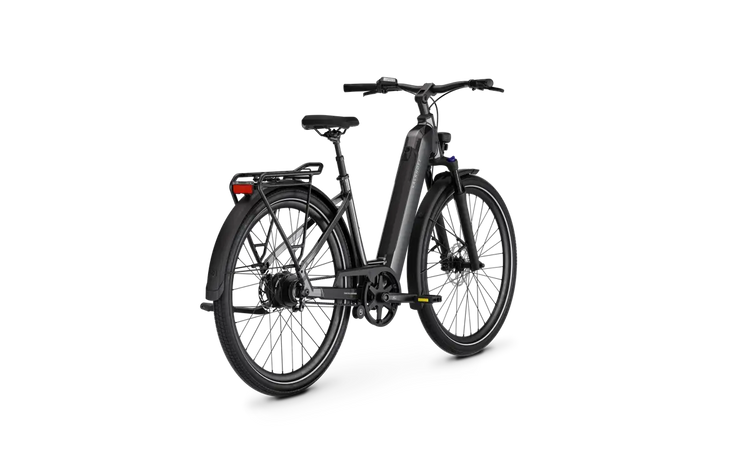 Kalkhoff Image 1 Move low-step electric bike in Diamond Black Glossy – rear three-quarter view
