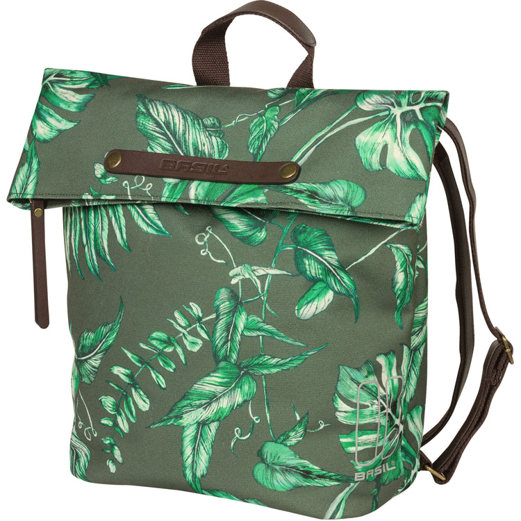 Basil Ever-Green bicycle daypack pannier in Thyme Green botanical print