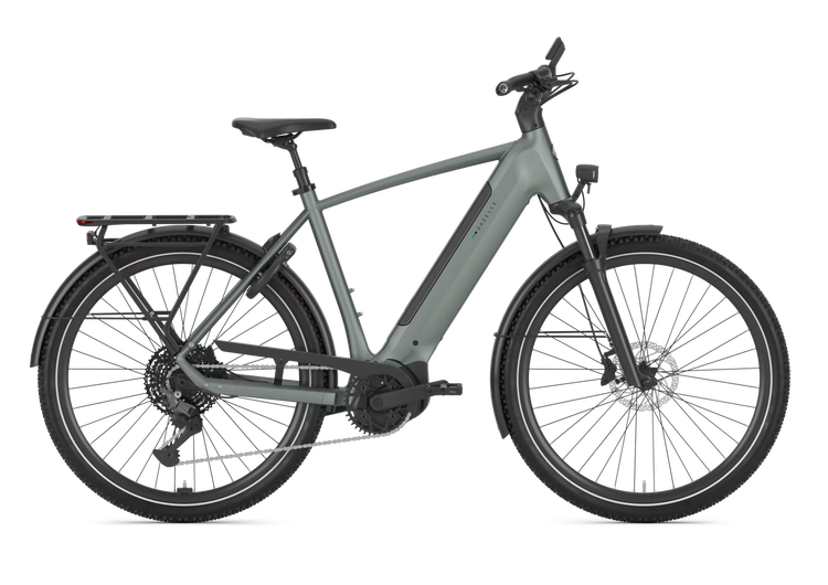Gazelle Ultimate T11 high-step electric bike in Twilight Green Matte, side view