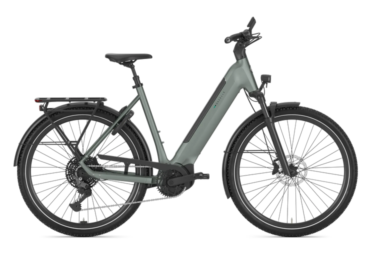 Gazelle Ultimate T11 low-step electric bike in Twilight Green Matte, side view