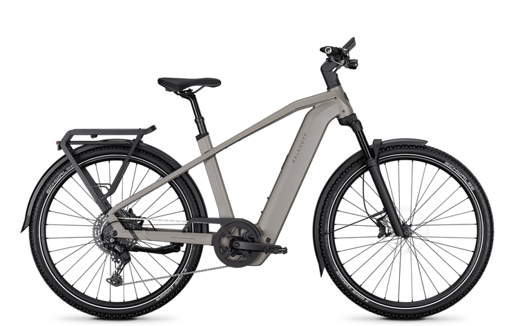 Kalkhoff Entice 5+ Advance 2027 crossbar electric bike in Moonstone Grey Matt – side view