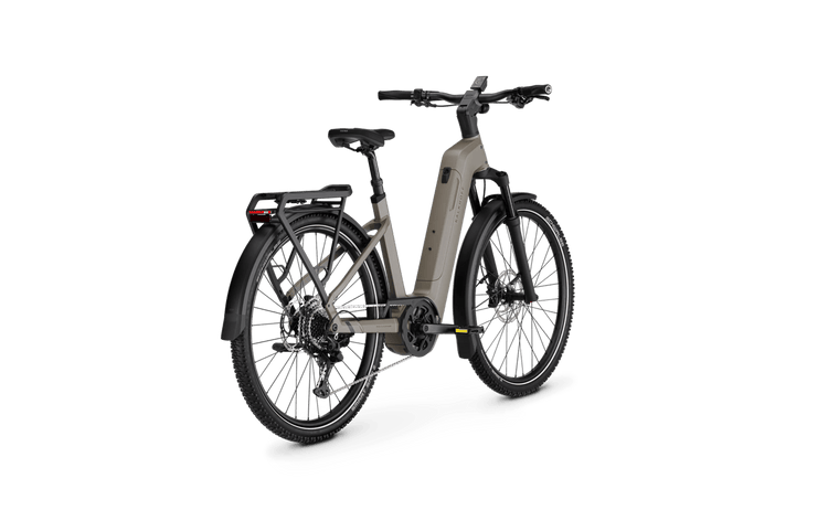 Kalkhoff Entice 5+ Advance 2027 low-step electric bike in Moonstone Grey Matt – three-quarter view