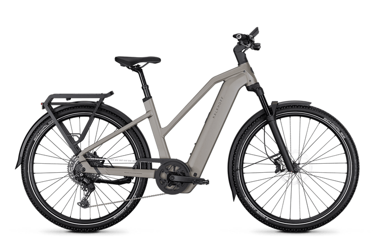 Kalkhoff Entice 5+ Advance 2027 Trapeze electric bike in Moonstone Grey Matt – side view