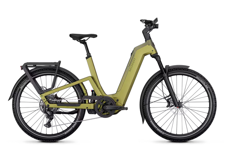 Kalkhoff Entice 7+ Move 2027 low-step electric bike in Meadow Green Matt – side view