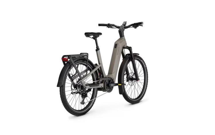 Kalkhoff Entice 7+ Move 2027 low-step electric bike in Moonstone Grey Matt – three-quarter view