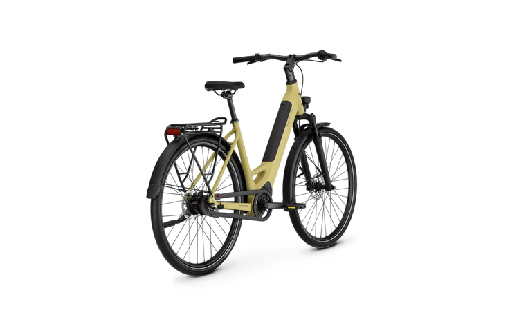 Kalkhoff Image L Season in Acacia Yellow Matt – rear three-quarter view