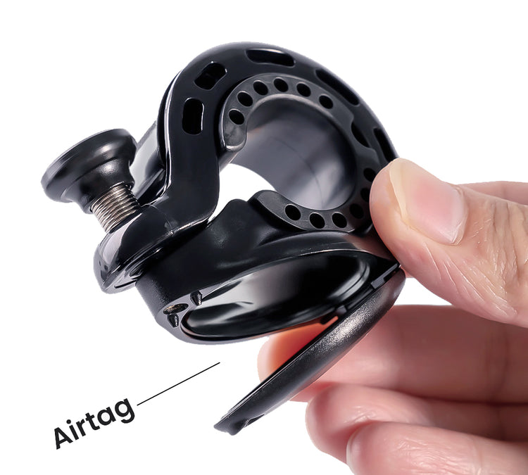 Ravemen Q2 bicycle bell AirTag compartment detail