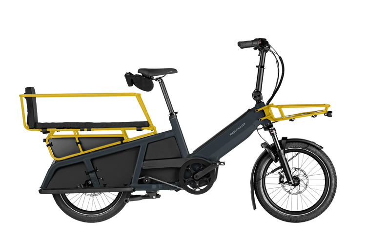 Riese & Müller Multitinker2 Family 2027 electric cargo bike in Utility Grey and Curry