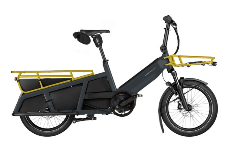 Riese & Müller Multitinker2 in Utility Grey and Curry with cargo front carrier