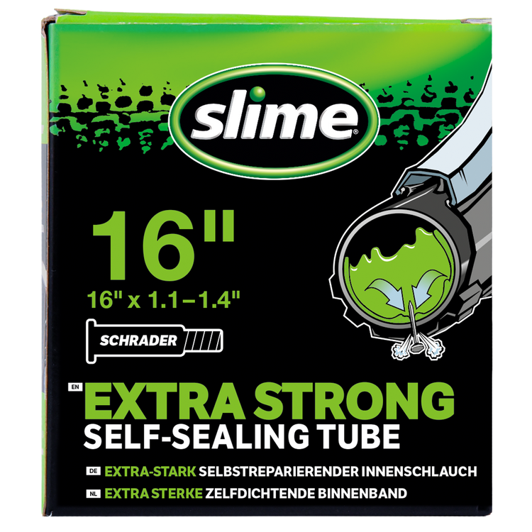 Slime self-sealing bicycle inner tube 16 inch x 1.1-1.4 inch Schrader, SKU 30094