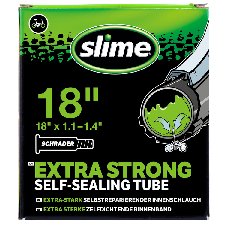 Slime self-sealing bicycle inner tube 18 inch x 1.1-1.4 inch Schrader, SKU 30095