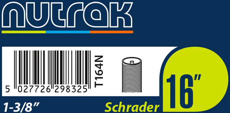 16 x 1 3/8th inch Schrader inner tube Nutrak