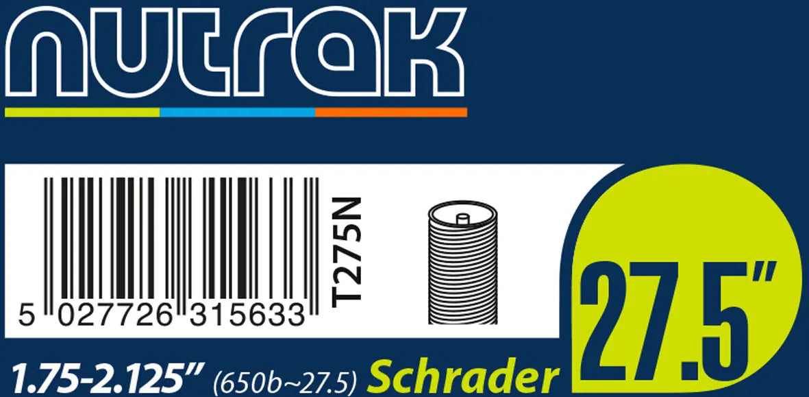 Nutrak 27.5" or 650B x 1.75 - 2.125 Schrader inner tube Nutrak