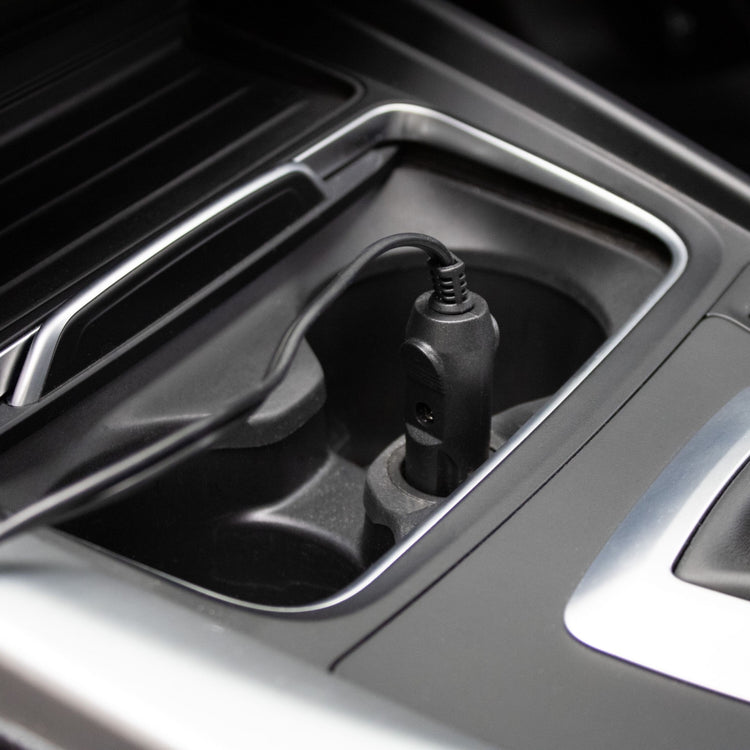 Truflo Electron Max 12 volt vehicle power adapter connected