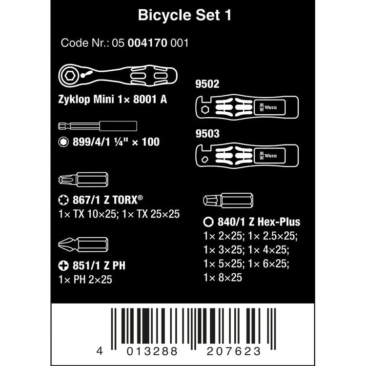 Wera Tools Bicycle Set 1 Zyklop Ratchet Screwdriver Set 14pcs Wera Tools
