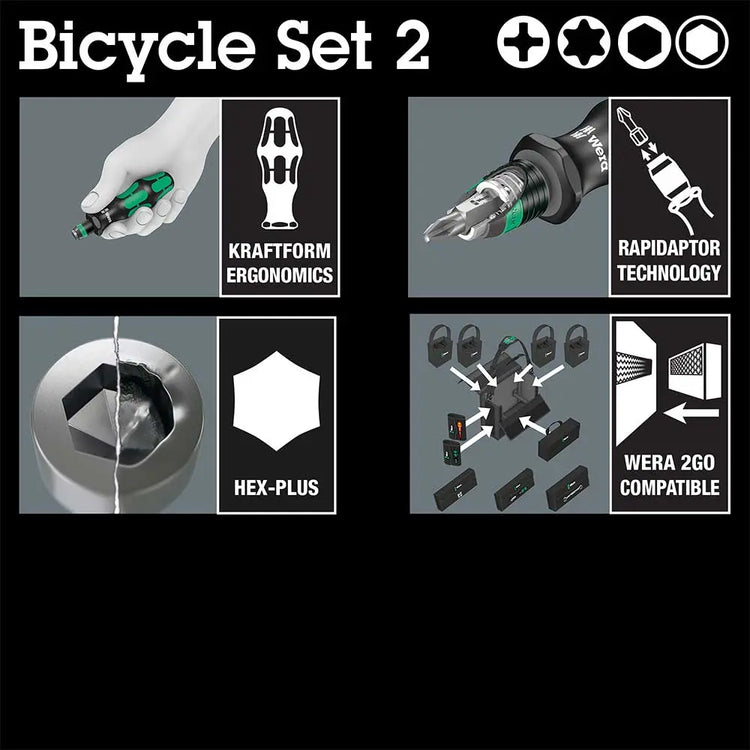 Wera Tools Bicycle Set 2 Kraftform Compact Screwdriver 13pcs Wera Tools