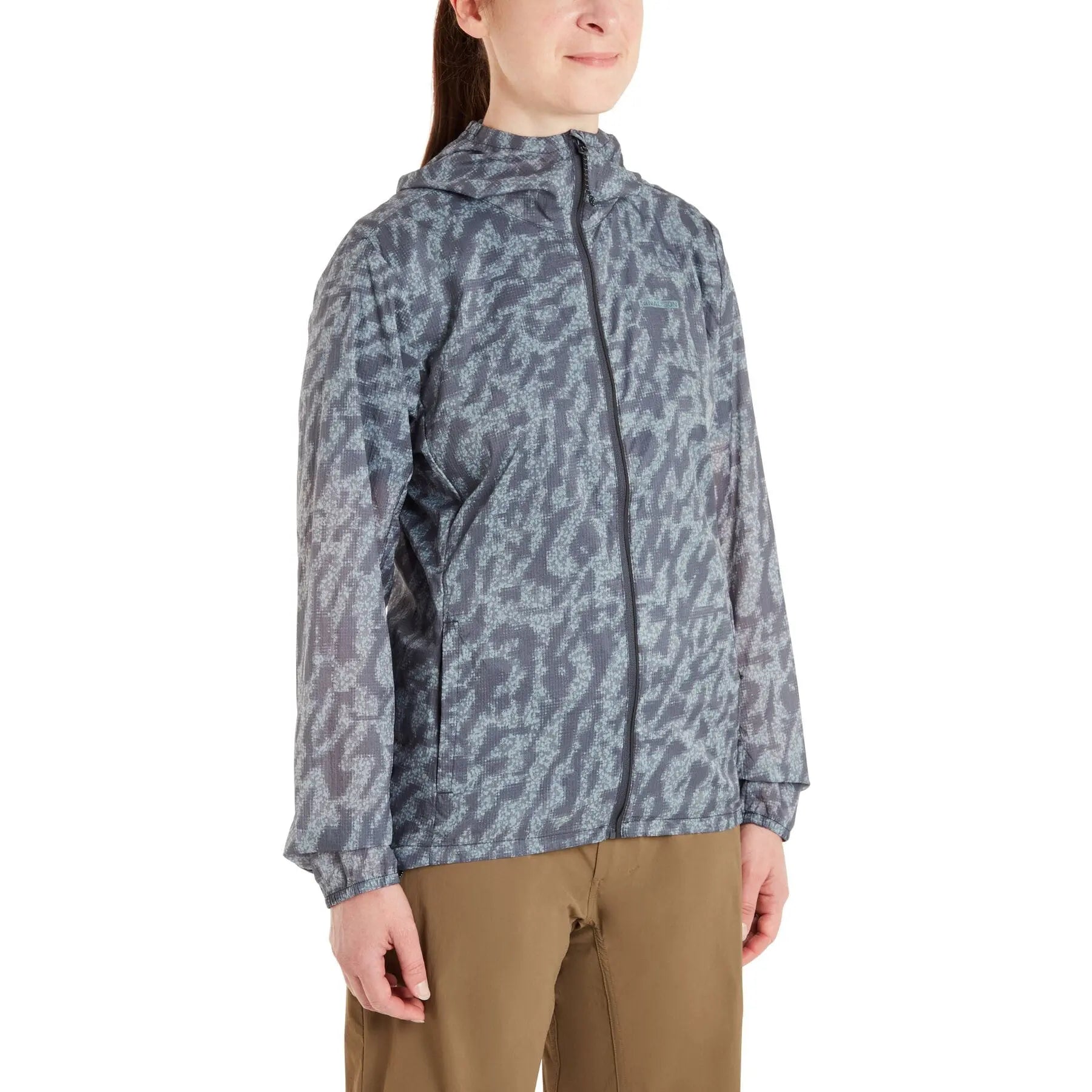 Madison Roam women's lightweight packable jacket - camo navy haze side view